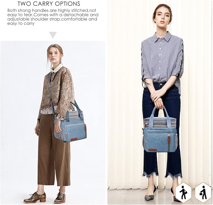 MIYCOO Lunch Bag for Women Men Double Deck Lunch Box - Leakproof Insulated Soft Large Lunch Cooler Bag, (Blue,15L)