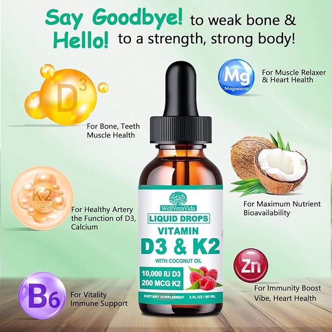 Vegan Iron+D3 K2 Vitamin Bundle：Iron with Vitamin C, B-Complex, Vitamin D3 K2 10000iu Coconut Oil Liquid Drops, Nutritional Bundle for Overall Well-Being