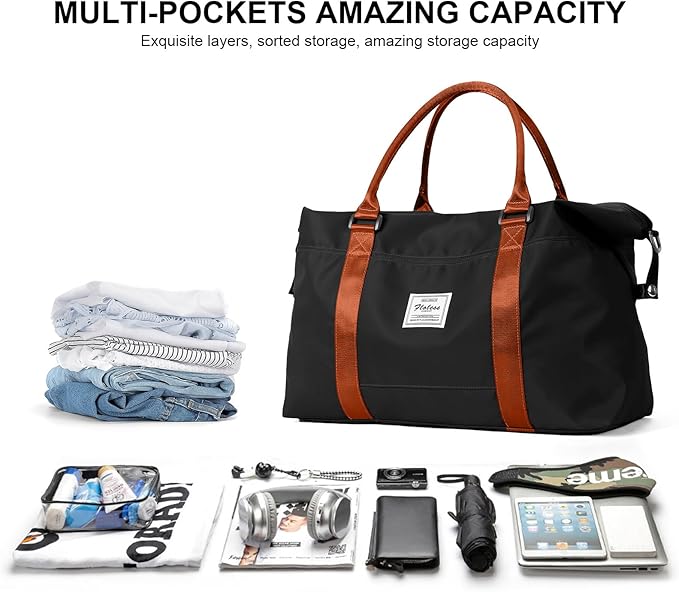 Travel Duffel Bag,Sports Tote Gym Bag,Shoulder Weekender Overnight Bag for Women
