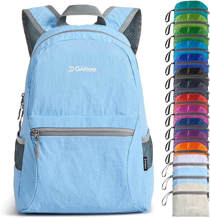 G4Free 20L Lightweight Packable Backpack Travel Hiking Daypack Foldable Backpack for Men Women(Light Blue)