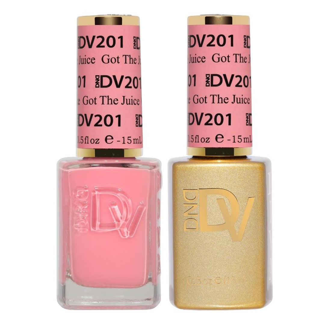 DND Diva Gel Polish Set, First Class Collection, UV/LED Gel Polish and Air Dry Nail Lacquer, Matching Chip-Free Polish Duo, 201 Got The Juice, 0.5 Fl Oz