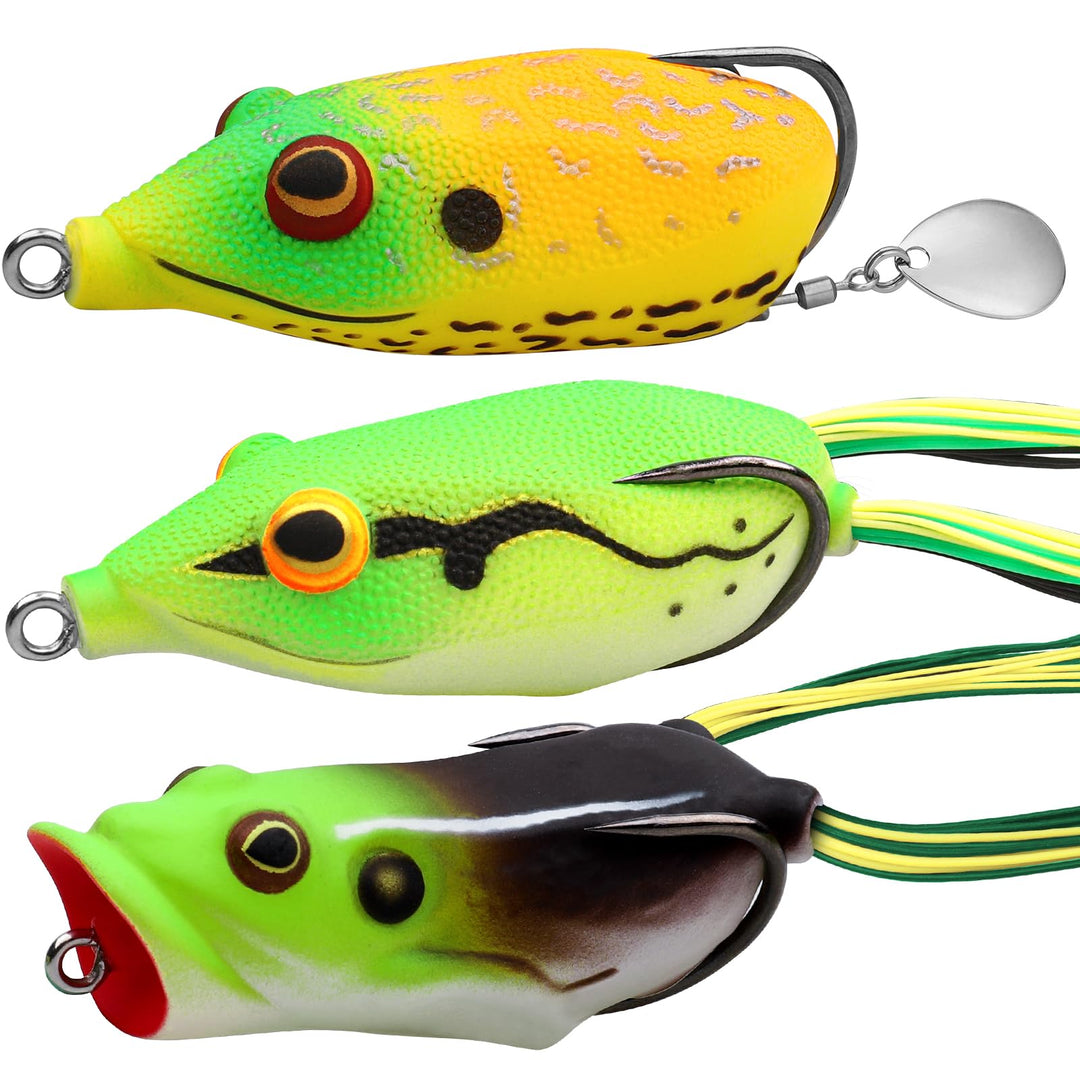 TRUSCEND Topwater Bass Fishing Frog Lures with Weedless Hooks, Floating Soft Frog Baits with Super Spoon/Anti-sticked SBS Skirt, Japan Formula