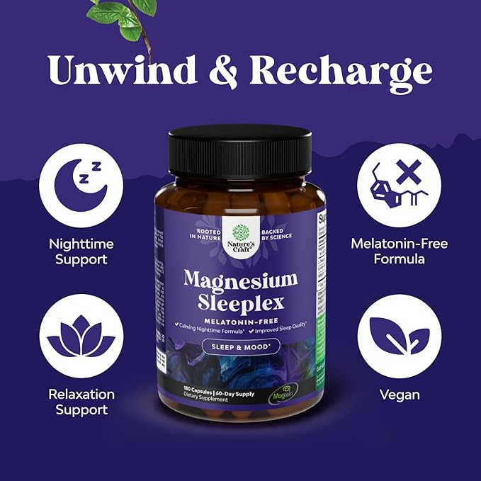 High Absorption Magnesium Sleep Supplement - Magnesium Threonate Supplement with Apigenin 50mg L-Theanine 250mg per Serving Plus Lemon Balm Extract - Melatonin-Free Calm for Sleep (2 Month)