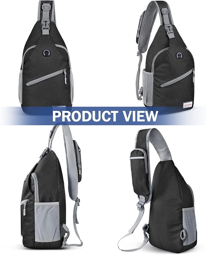 ZOMAKE Sling Bag for Women Men, Small Crossbody Sling Backpack, Mini Water Resistant Shoulder Daypack for Travel, Anti Thief Chest Bag for Hiking, Sports,Black(new)