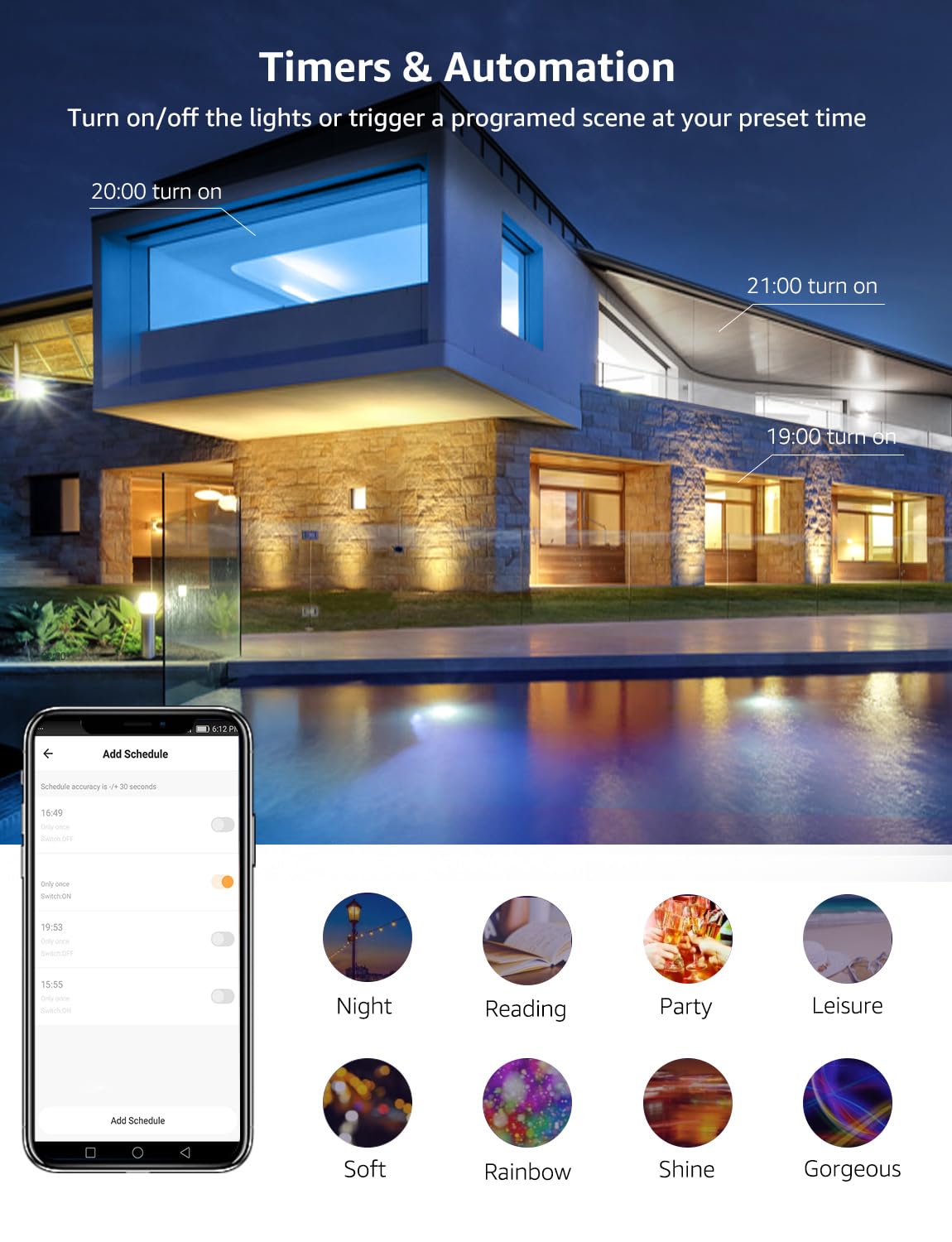 Lepro WiFi Smart LED Strip Light 10M 300LED, IP65, Works with Alexa and Google Home, Smart Life App Control, Colour Changing RGB LED Lights for Kitchen, Christmas, 2 Rolls of 5M