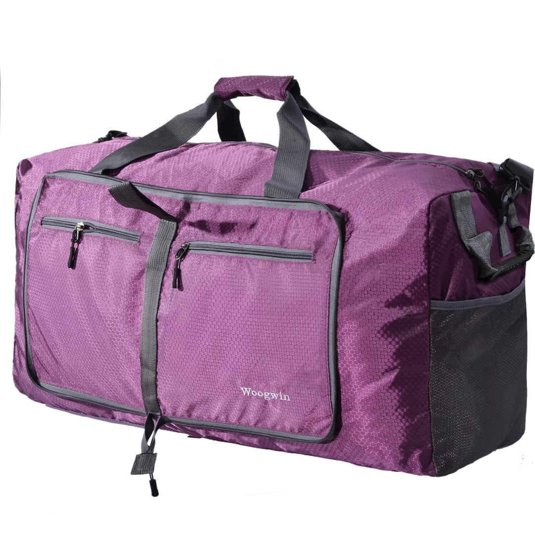 Woogwin Travel Duffel Bag Large Foldable Waterproof Overnight Bag for Beach Swim Bags Pool Sports Gym (100L Purple)