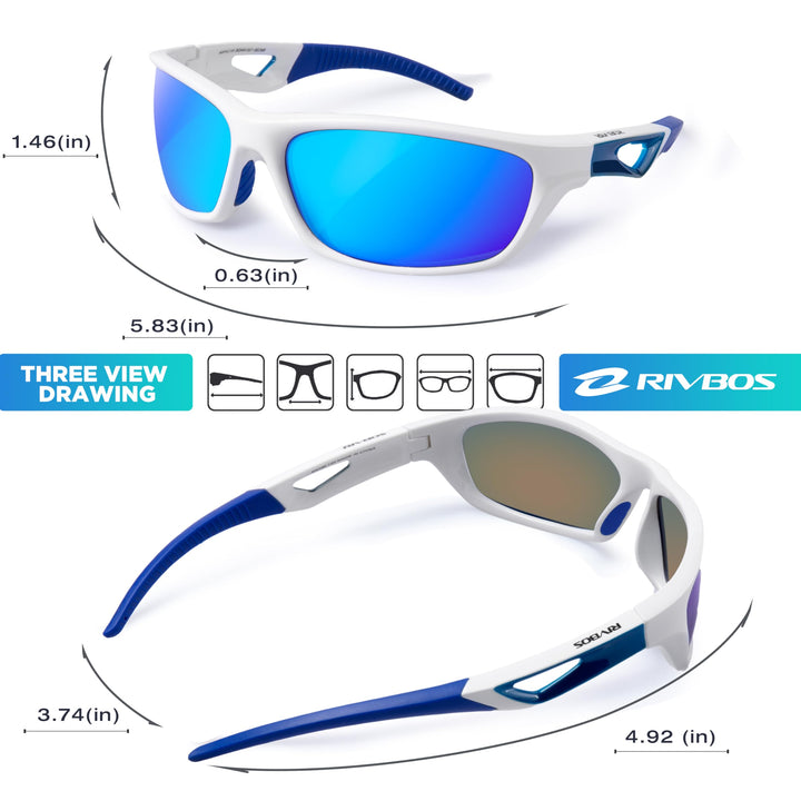 RIVBOS Polarized Sports Sunglasses Driving Sunglasses Shades for Men Women Tr90 Frame for Cycling Fishing Running RB831