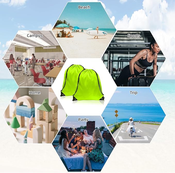 GoodtoU Drawstring Bags, Nylon Backpacks - Drawstring Gym Bags for Sport, Traveling, Team (10 Colors, 20Pcs)