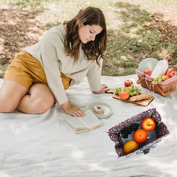 Insulated Lunch Bag for Men/Women/Kids, Roll top Reusable Lunch Box with Adjustable Shoulder Strap, Thermal Lunch Cooler Tote Container for Adults/Teens School Work Office Picnic,Floral