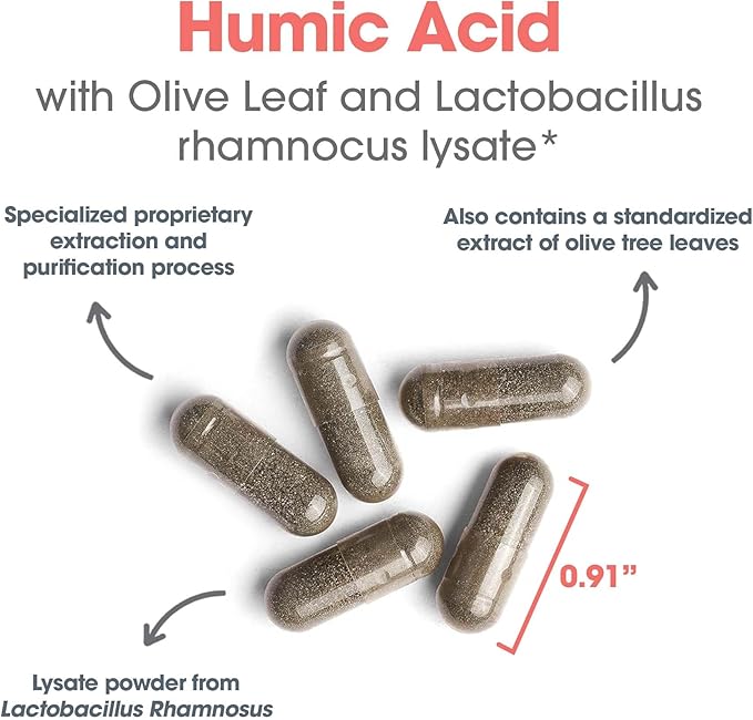 Allergy Research Group Humic-Monolaurin Complex - Immune System Support, Humic Acid Supplements, with Olive Leaf, Vegetarian Capsules - 120 Count