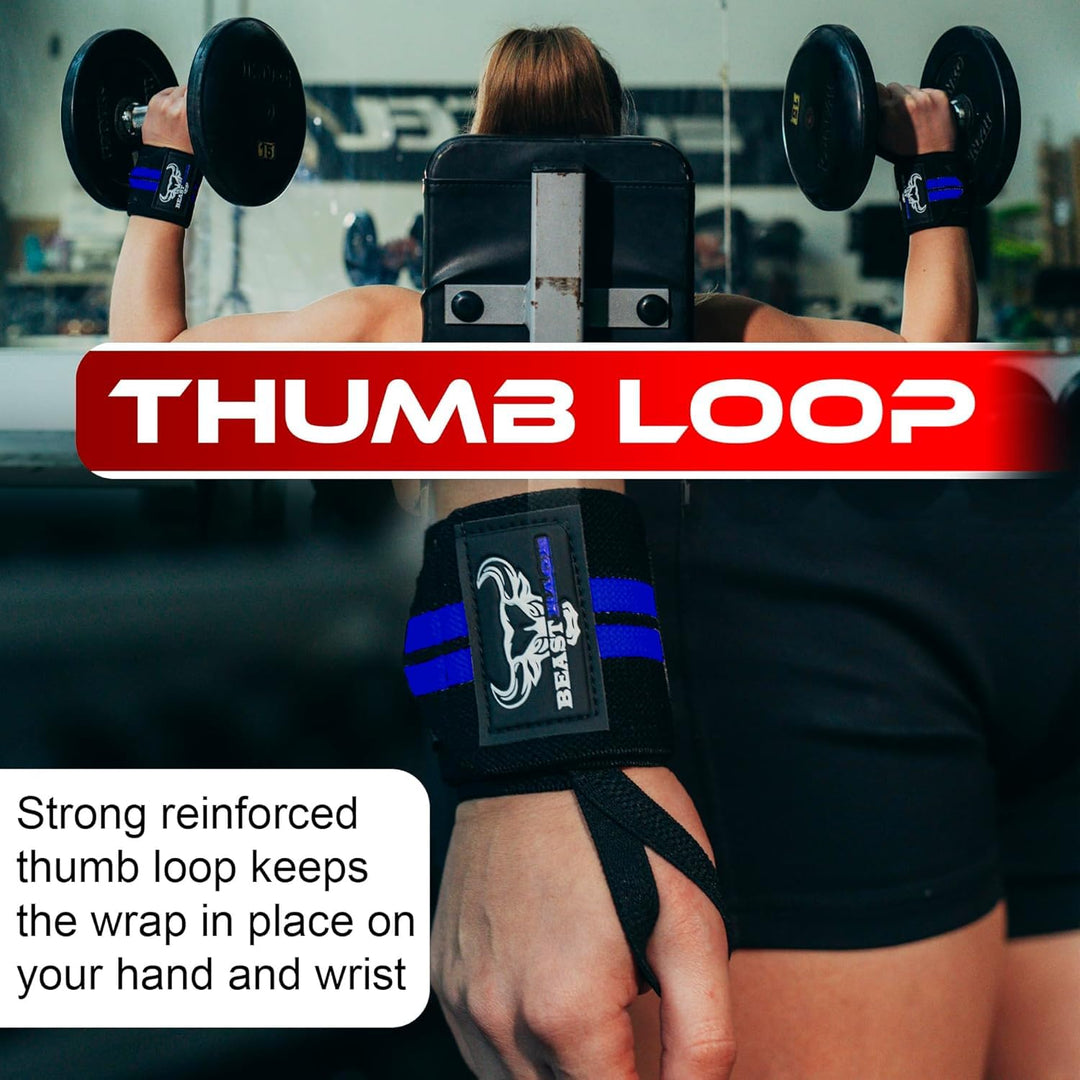 BEAST RAGE® Padded Cotton Lift Straps Lifting Wrist Straps for Weightlifting, Gym, Deadlift, Workout (Pair) Premium Lifting Straps for Gym Men and Women Soft, Supportive Wrist Pads (Navy)