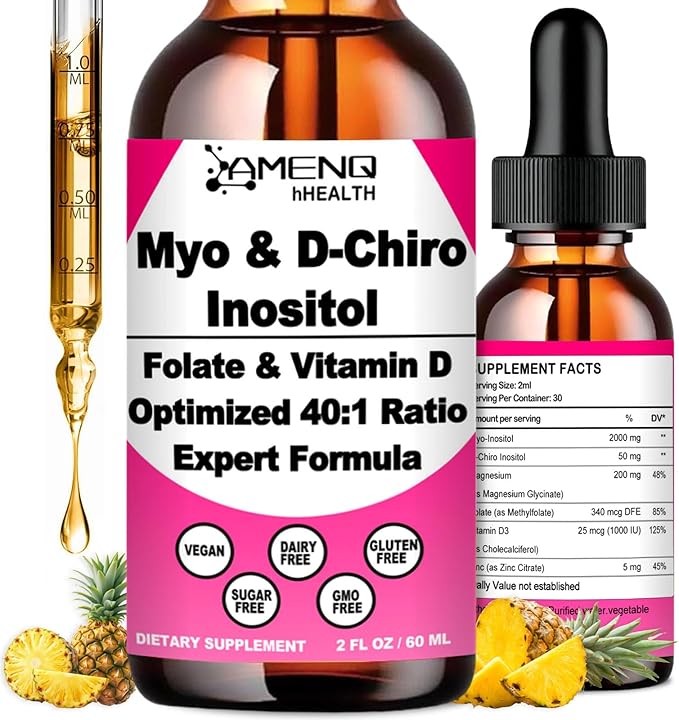 Myo-Inositol & D-Chiro Inositol Supplement for Women, Ideal 40:1 Ratio Inositol Multivitamin w. Folate Magnesium Vitamin D3, Inositol Complex for Mood Energy Fertility Hormone Balance Ovarian Support*