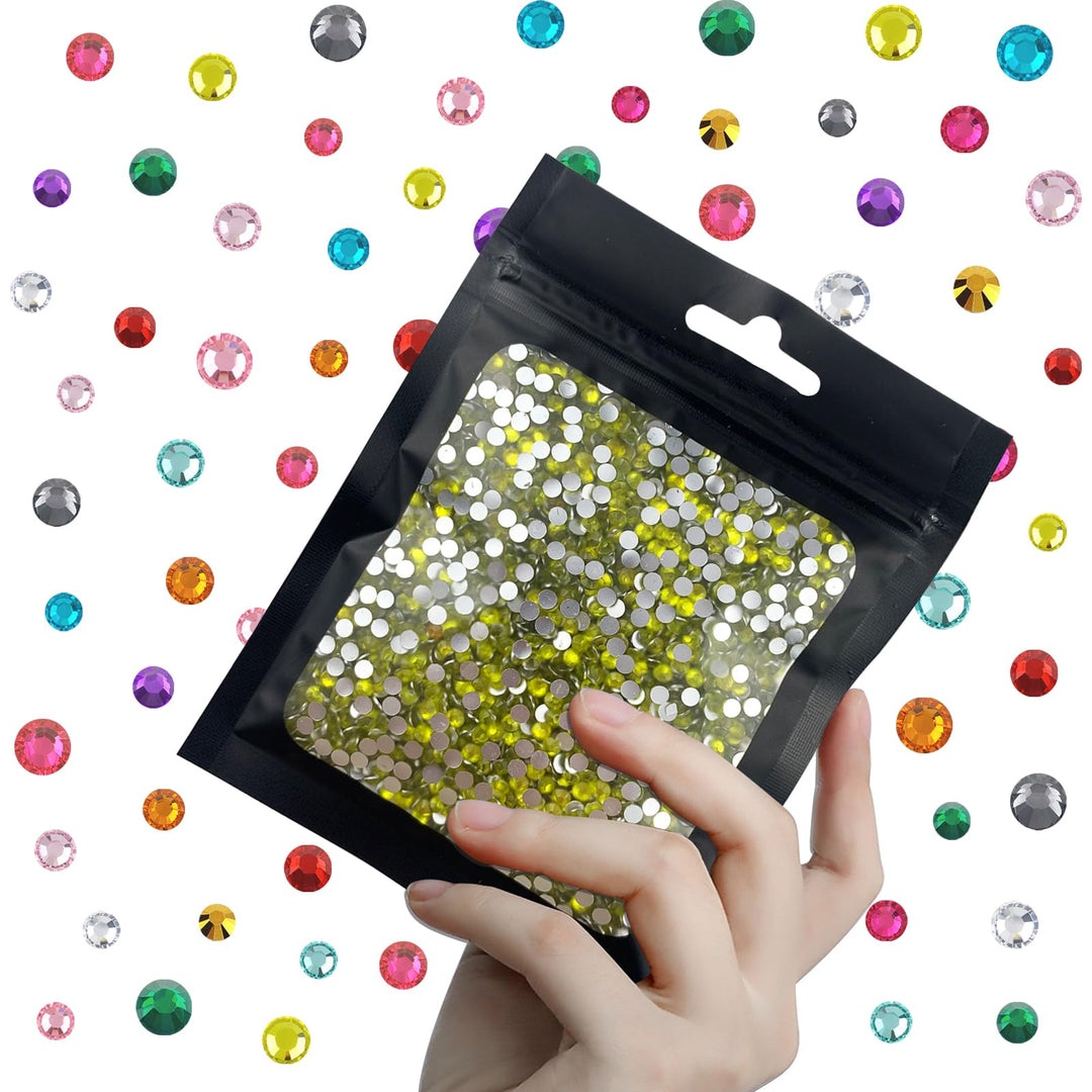 CLRDIVA 5000pcs 2mm Crystal Citrine Lemon Flatback Resin Rhinestones Bulk Jelly Gems Flat Back Crystals Wholesale Stones Diamonds for Crafts Tumblers Face Eye Makeup Nails Bling DIY Decoration