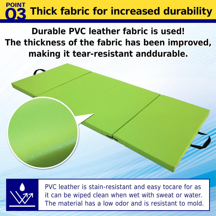 KaRaDaStyle Gymnastics Mat 4-Folding Stretch Mats 71"x31"x2" Exercise Muscle Training Children Play Horizontal Bar Mat Yoga Sports Soundproof Home Use (Blue/4-fold)