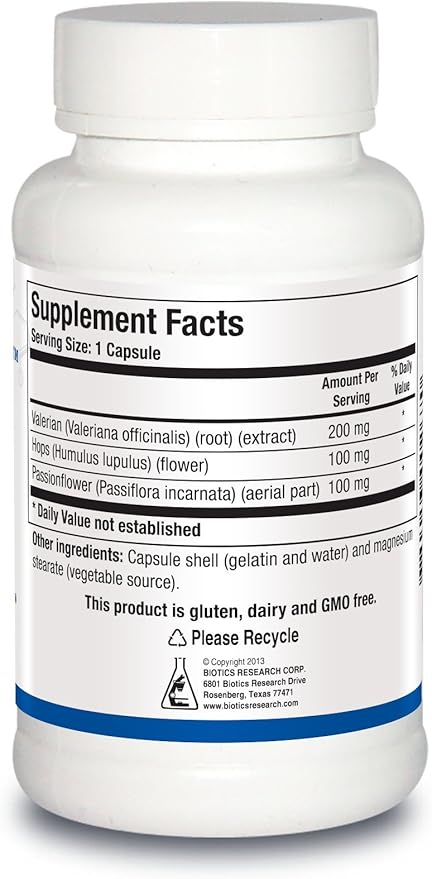 Biotics Research V.H.P. – Valerian, Hops, Passionflower, GABA, Anxiolytic, Relaxation Formula, 90 Capsules