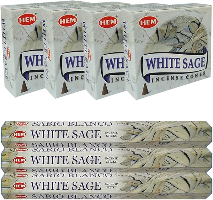 White Sage Incense Sticks and Cone Incense Holder Variety Pack Bundle insence insense insienso