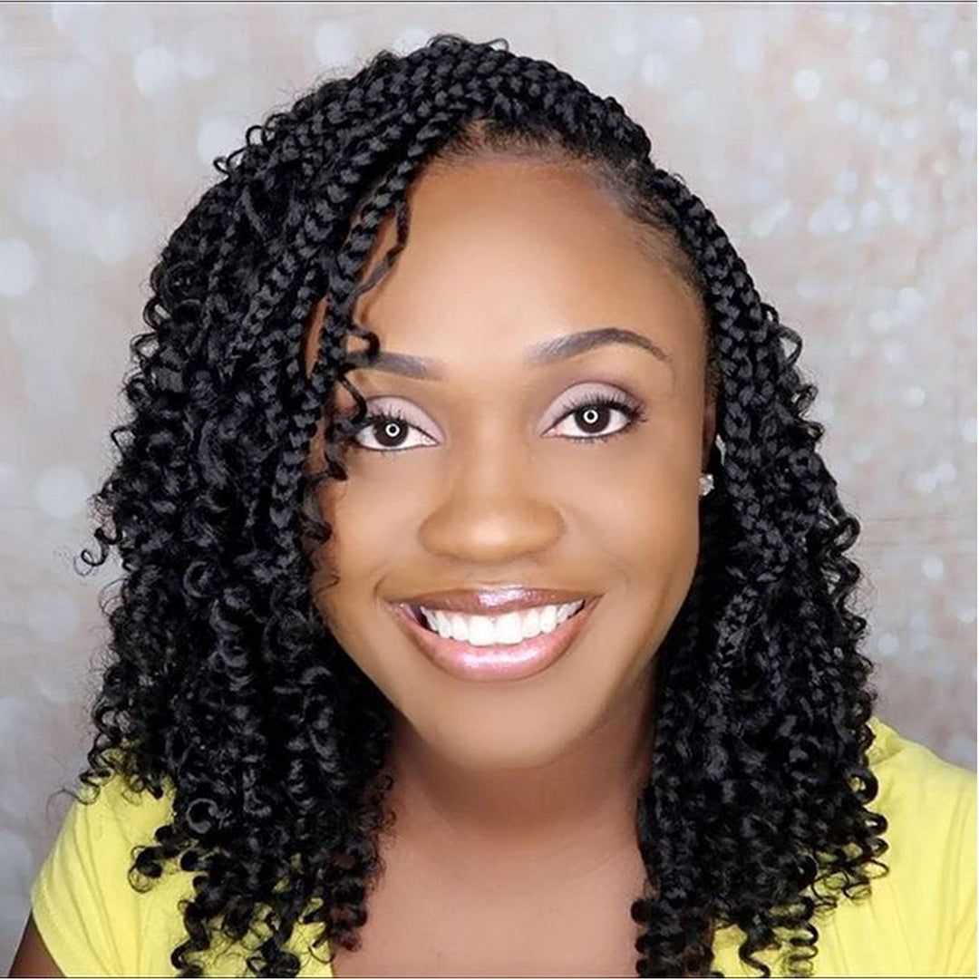 Goddess Box Braids Crochet Hair 10 Inch 1 Pack Pre-Looped Bohemian Crochet Boho Box Braids With Curly Ends 3X Crochet Braids Hai