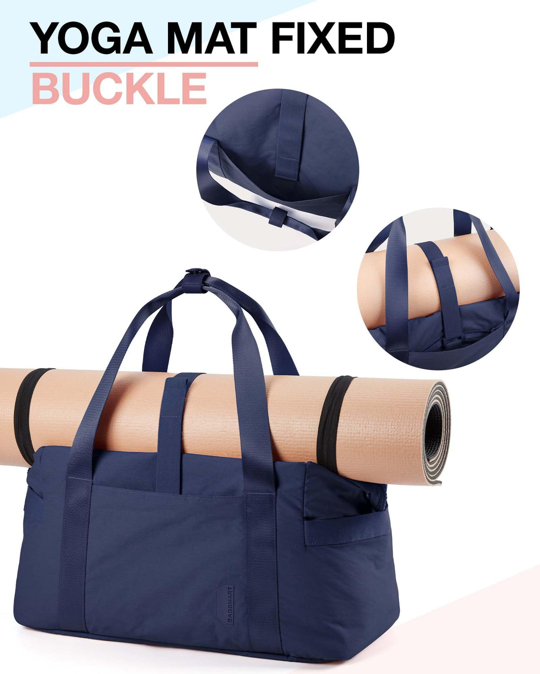 BAGSMART BAGSMART Gym Bag for Women, Carry on Weekender Overnight Bag, Travel Duffel Bags with Trolley Sleeve, Personal Item Travel Bag Tote Bag Workout Dance Bag, Dark Blue-34L