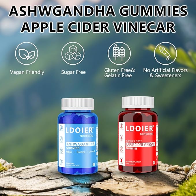 Ashwagandha Gummies 120 Count - Mixed Berry,Vegan,Plant Based, Non-GMO,Gluten-Free & Gelatin Free.