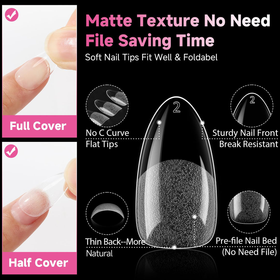 504Pcs Matte Soft Gel Toe Nail Tips | Full Cover for DIY Nail Extensions