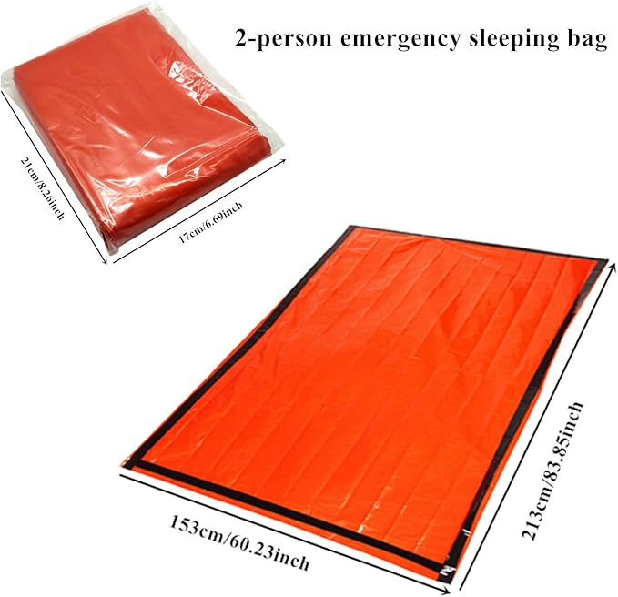 2-Person Emergency Sleeping Bag, Ultra Lightweight Waterproof Thermal Bivy Sack Cover, XL Emergency Shelter Survival Kit for Hiking Outdoor Camping …