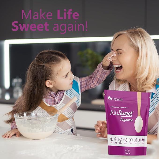 AluSweet Tagatose + Stevia Natural Low-Calorie Sweetener - 12oz 2:1 Replacement - Prebiotic, Keto & Diabetic-Friendly, Gluten & Lactose-Free, Sugar Substitute, Ideal for Baking, No Aftertaste