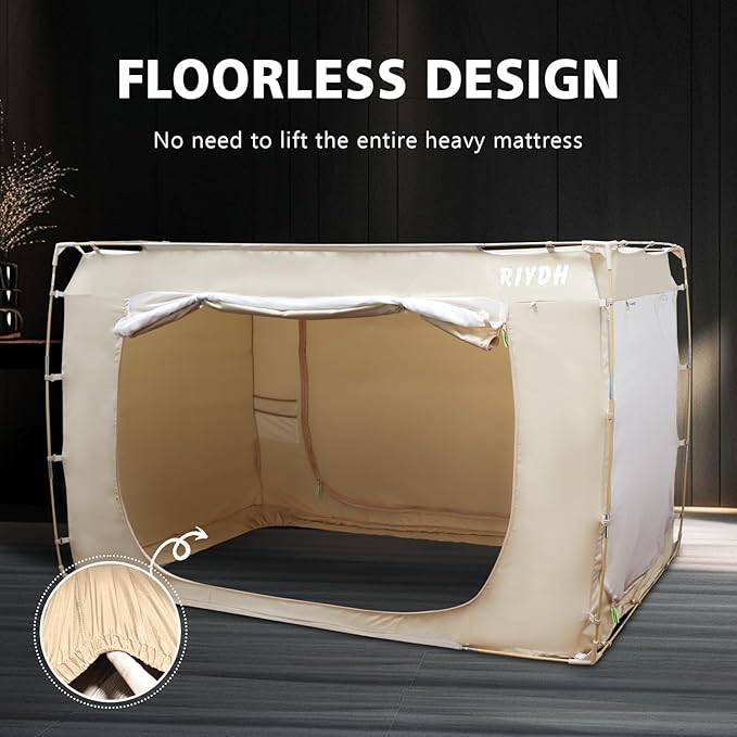 Bed Tent Bed Canopy Queen Size Tents for Adult and Kids- Original Design Portable Dream Tent Indoor Sleeping 80% Blackout with 3 Doors Breathable Big Space Tents