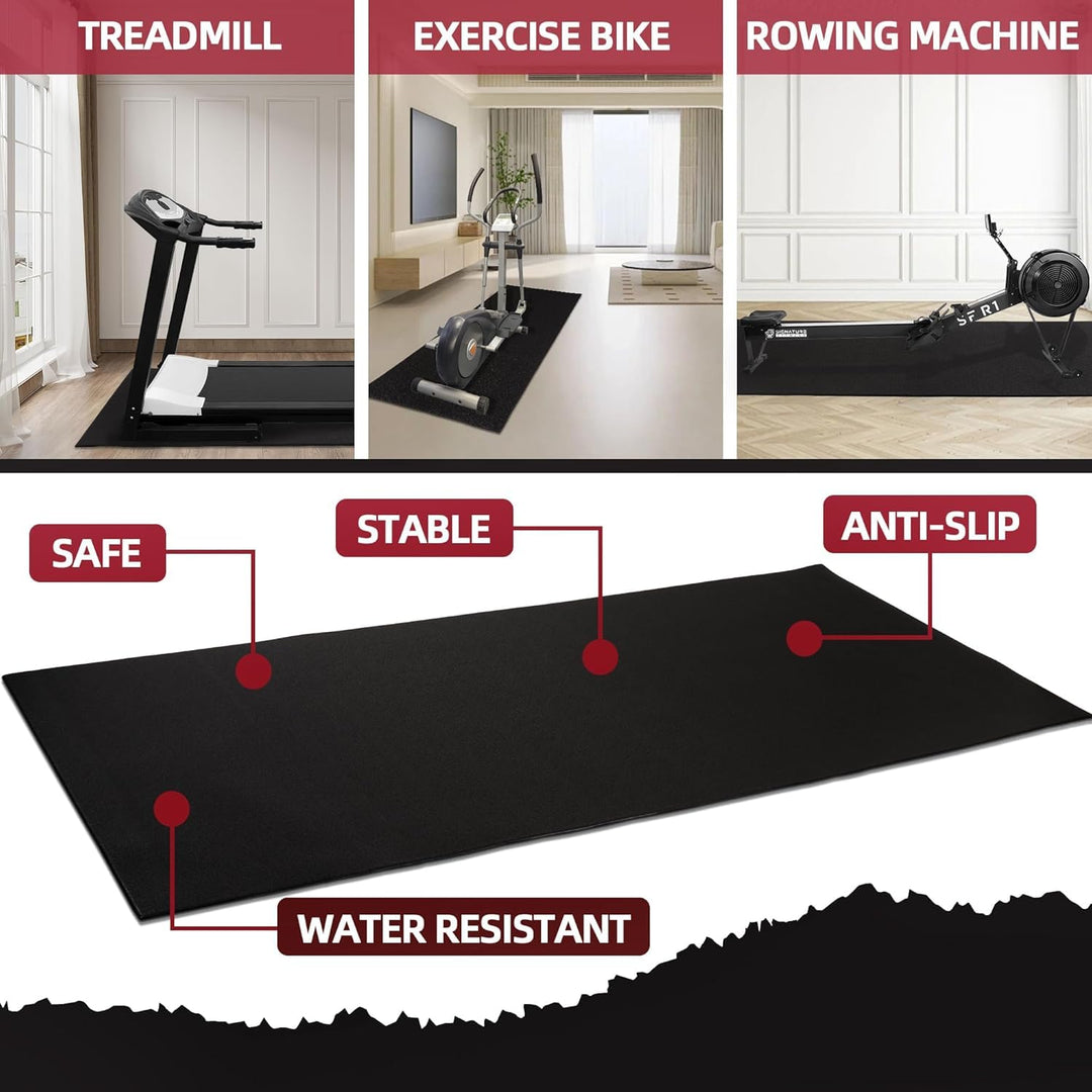 Fitvids High Density Home Gym Treadmill Exercise Bike Equipment Mat, 1/4" Thick, 30" x 60" (2.5 x 5FT)