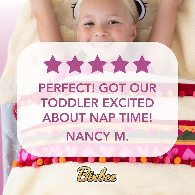 Bixbee Kids Sleeping Bag, Soft Sleepy Sack for Kids & Toddlers | Easy Roll Up Design for School, Daycare + Naptime, 60 x 22 Inches | Cozy Slumber Bag w Lining for Girls + Boys