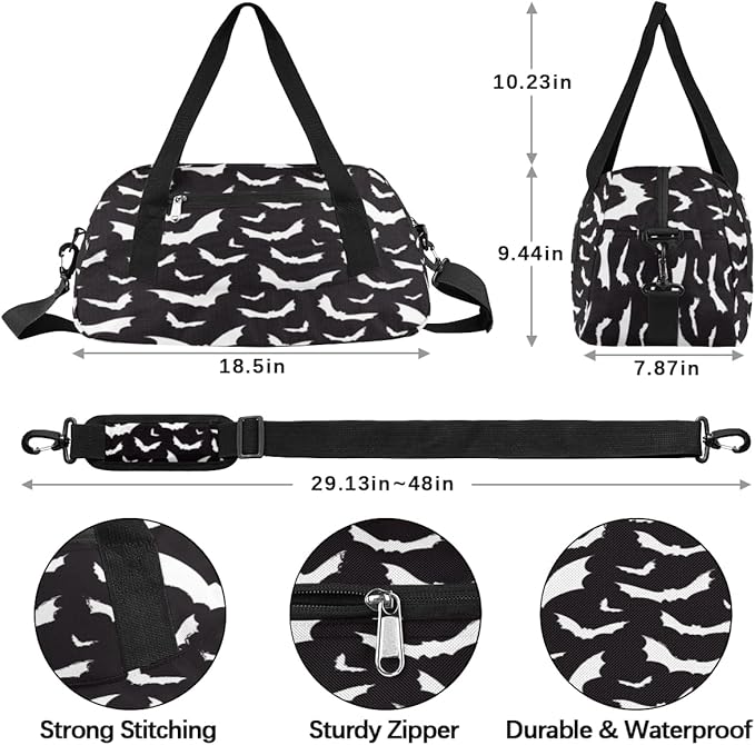 Halloween Bats Kids Overnight Duffle Bags Boys Girls Teen Sports Gym Bag for Weekender Travel Gymnastics Dance Ballet