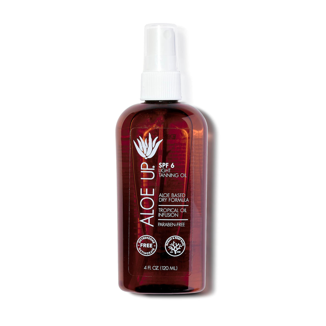 Aloe Up Light Tanning Oil With Spf 6 Sunscreen - Body And Face Tanning Oil For Outdoor Sun - With Pure Aloe Vera Oil And Natural