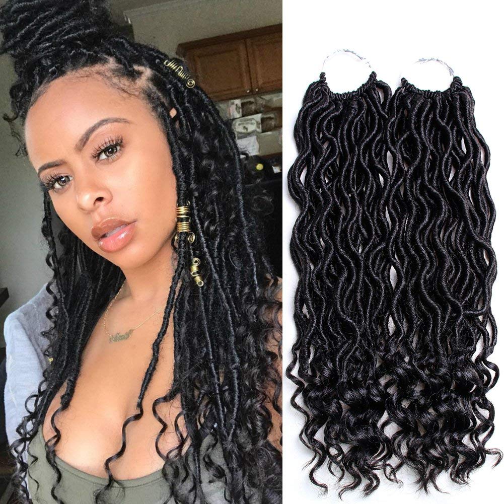 6Pcs/Lot Goddess Locs Crochet Hair 14 Inch Wavy Curly Faux Locs Crochet Braids Goddess Braids Crochet Hair Goddess Curly Faux Lo