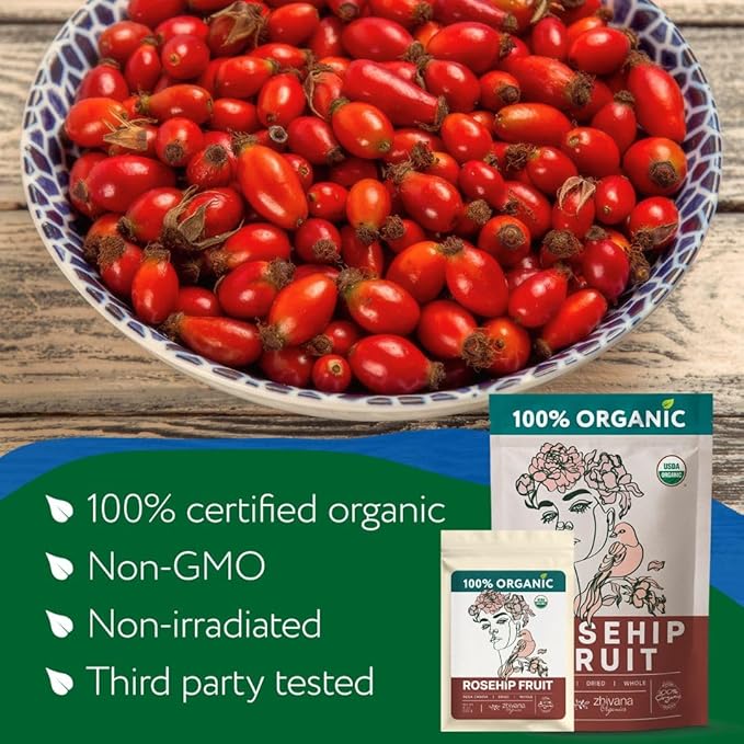 Organic Rosehip Tea Loose (PACK of 2) - Rose Hip Berries Dried - Rose Canina - Immune Support, Antioxidant Tea