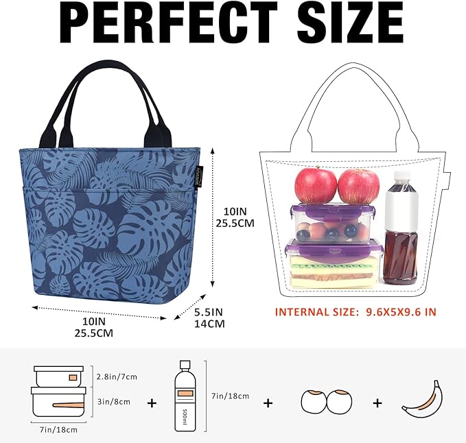 Aosbos Lunch Bag Women Insulated Lunch Bags for Adult Lunch Box for Women Meal Prep Lunch Box Cooler Lunch Tote Bag Picnic Bag Lunchbox, Plantain Leaf