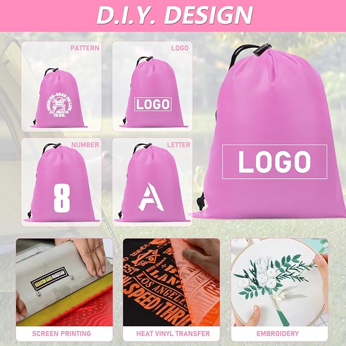 iMucci Upgrade Waterproof Drawstring Bag Sack Nylon Bag Ditty Bag for Gym Traveling, Hiking, Yoga, Shopping