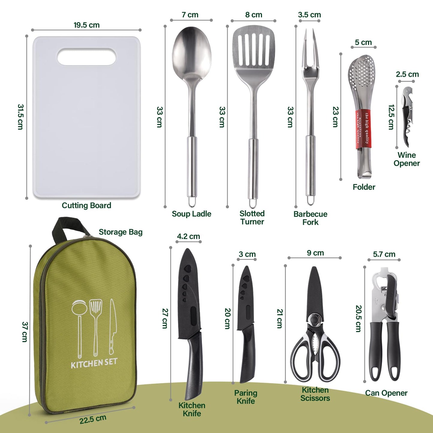 10Pcs Camping Cooking Utensils Set Camping Kitchen Utensil Organizer Travel Set Camping Utensils Kit the Ideal Choice for Camping Cooking Backpacking Outdoor