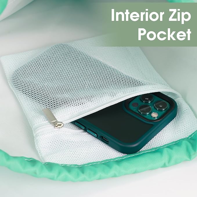 WANDF Drawstring Backpack Sports Gym Bag with Shoulder Pads Water Resistant String Bag Cinch Bag for Women Men (Blue-Green Gradient)