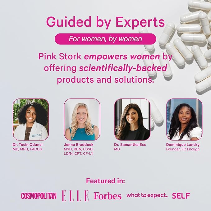 Pink Stork Choline - 550 mg Choline Bitartrate from VitaCholine for Pregnant + Postpartum Moms - Prenatal Vitamin for Fetal Cognitive Health + Breast Milk Quality - 1 Capsule Daily, 30 Count