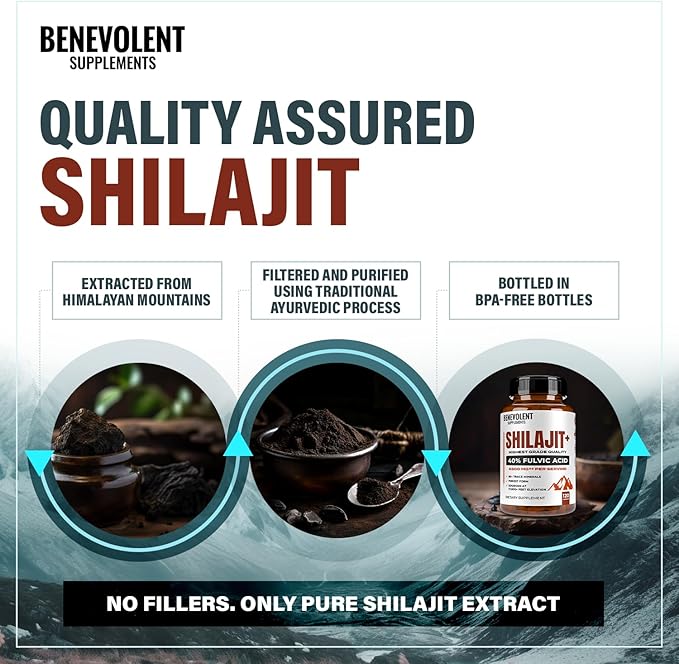 6,500mg Shilajit Supplement with 40% Fulvic Acid (High Absorption) | Shilajit Mineral Supplement with 85+ Trace Minerals for Energy, Performance & Immune Health - 120 Capsules