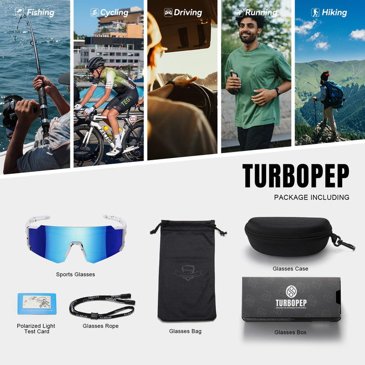 TURBOPEP Polarized Sports Sunglasses for Men and Women,Fishing Cycling Mountain Bike Baseball Sunglasses with UV Protection