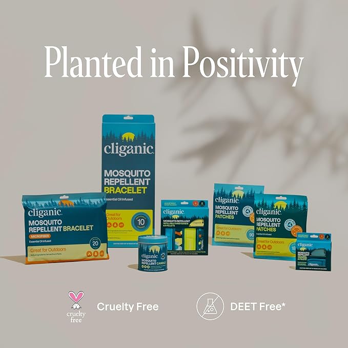 Cliganic 50 Pack Mosquito Repellent Bracelets, DEET-Free Bands, Individually Wrapped (Packaging May Vary)