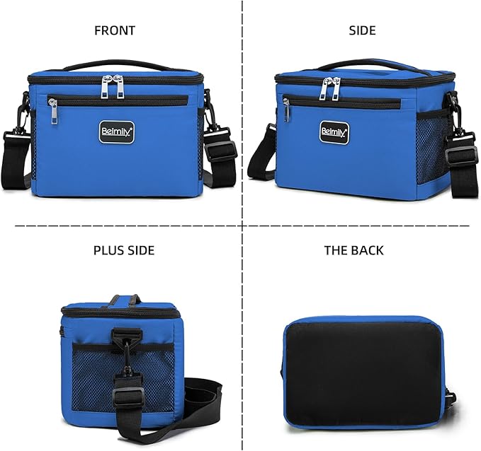BEIMILY Lunch Box for Men/Women,Small Insulated Lunch Bag,Reusable LunchBox for work Picnic Hiking Beach,Leakproof Soft Cooler Tote Bag Organizer with Adjustable Shoulder Strap for Adults(Royal Blue)