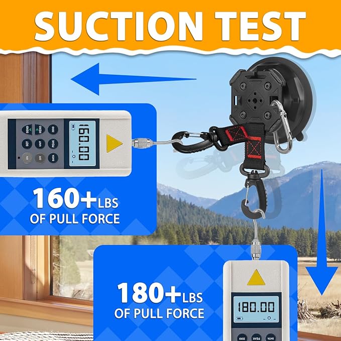 2PCS Upgrade Heavy Duty Rotating Vacuum Suction Cups Anchor Hooks With 2PCS Buckles ,Large Hook Suction Cup Hangers,Strong Suction Cup Hook for RV Awning Camping Outdoor,Window Suction Cups With Hook