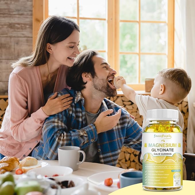 Magnesium Glycinate Gummies 400mg - Sugar Free Magnesium Potassium Supplement with Magnesium Malate, Vitamin D, B6, and CoQ10 for Calm Support & Sleep for Adults - Lemon Gummies