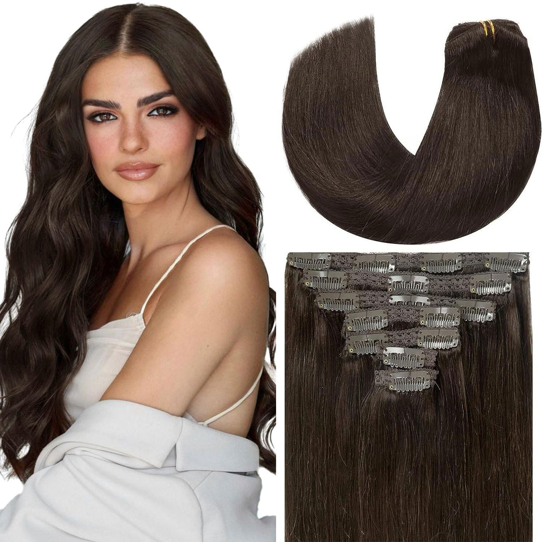 Loxxy 22 Inch Clip In Extensions Human Hair Extension Clip In 100% Remy Real Human Hair Big Thick Silky Straight Clip In Human H