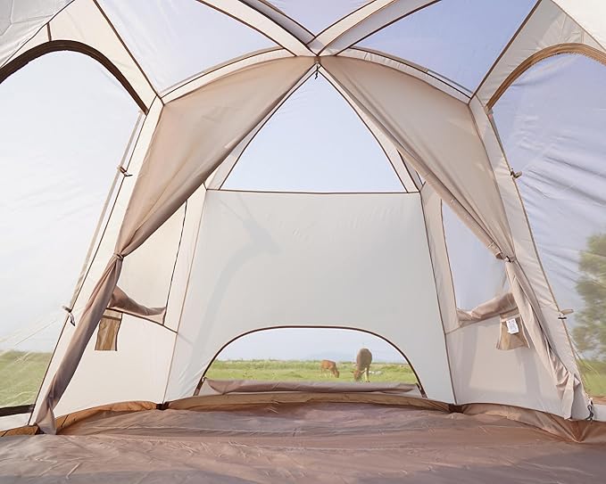 Vidalido 4-6 Person Camping Tent with 3 Door 2 Room Large Family Cabin Tents, Double Layer Waterproof Portable Glamping Tent, Big Tents for Outdoor Camping Hiking and Backpacking