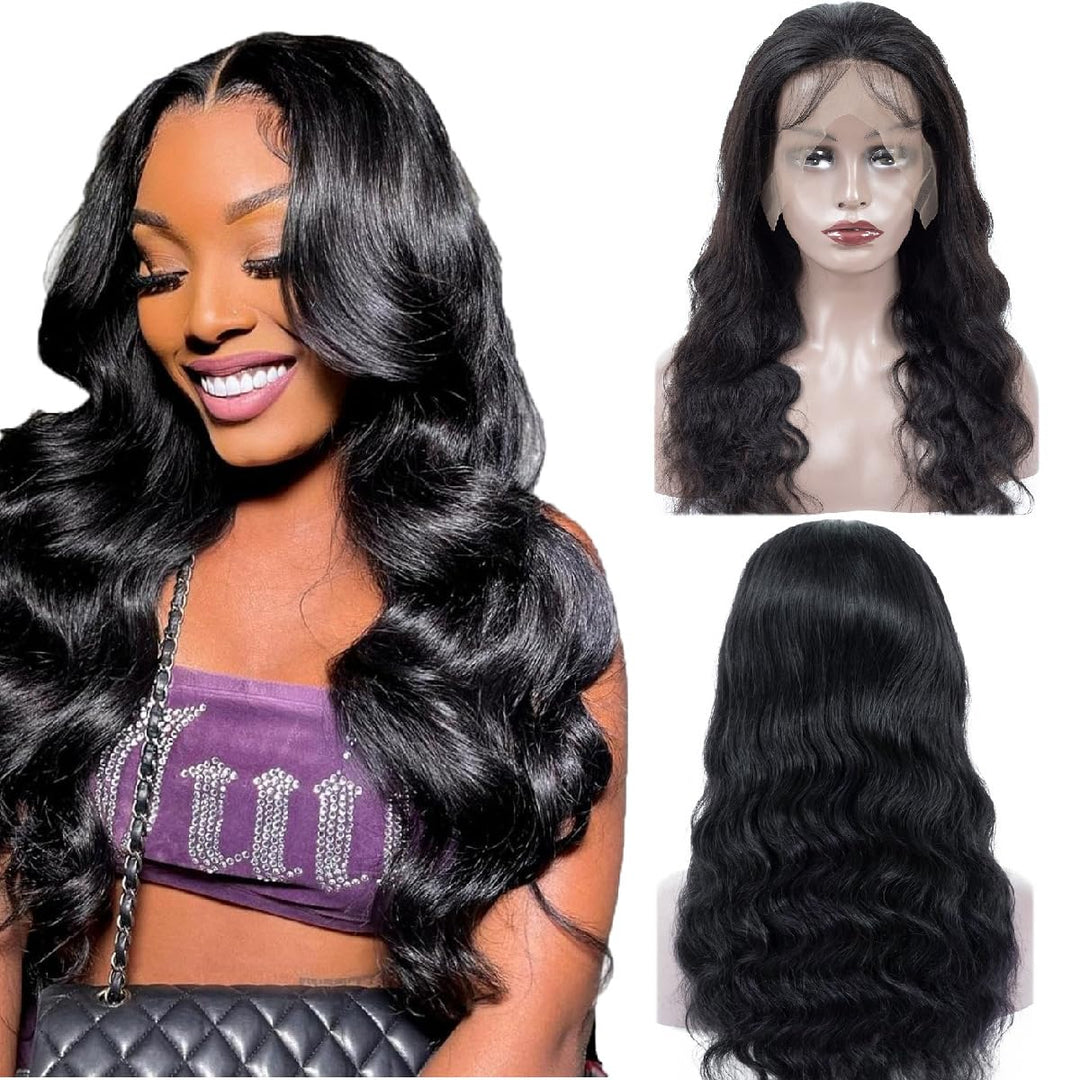 Body Wave Wigs Human Hair Lace Front (16Inch) Unprocessed Virgin Brazilian Human Hair Wigs 150% Density Virgin Human Hair 13X4 L