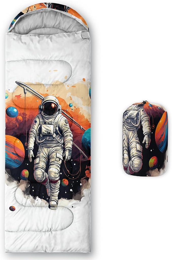 AILONEN Boys Sports Camping Sleeping Bags,Lightweight & Waterproof,3 Season Warm & Cool Weather,Black Player Basketball Sleeping Bags for Kids Adults,Travelling,Outdoors