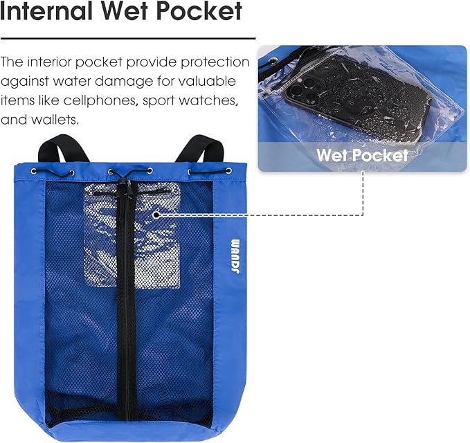 WANDF Swim Bag Mesh Drawstring Backpack Beach Backpack for Swimming, Gym, and Workout Gear