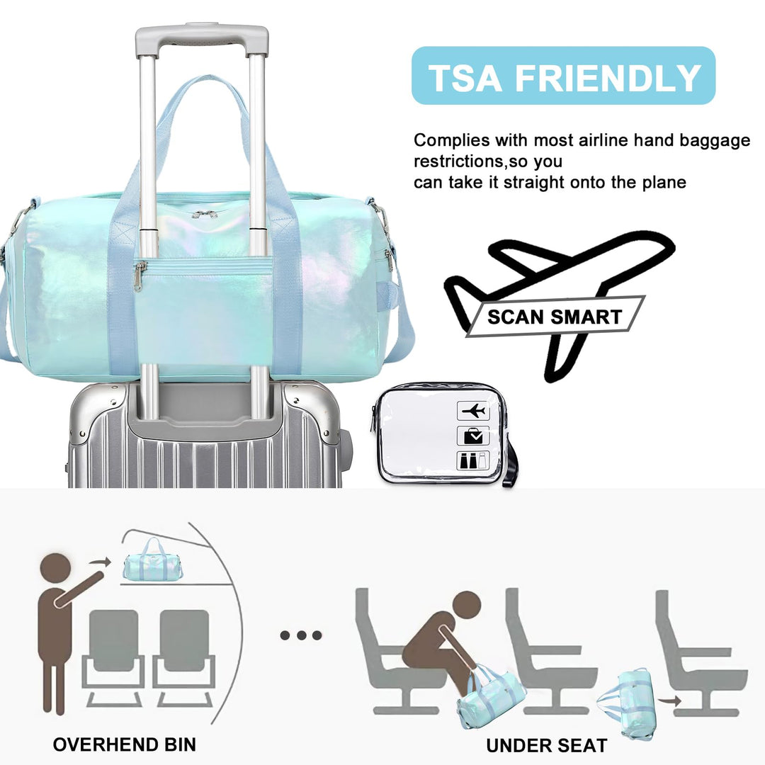 BLUBOON Duffle Bag Girls Kids Cute Gym Bag with Shoes Compartment & Wet Separation Waterproof Sports Overnight Travel Bag